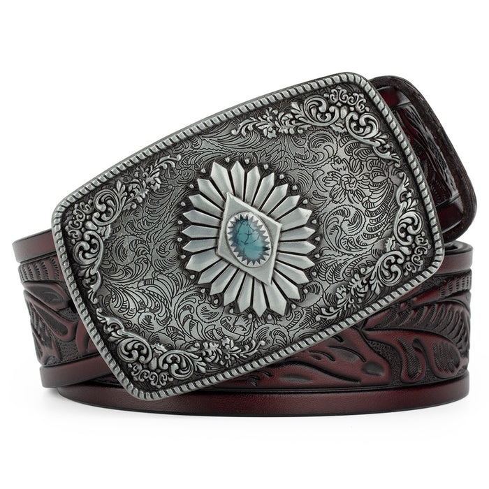 Grass Embossed Leather Belt