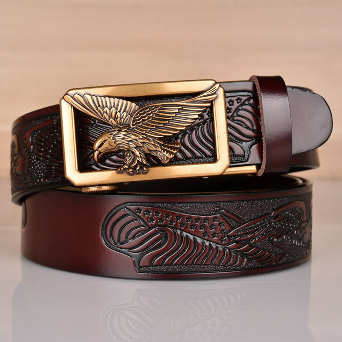 Leather Belt Eagle Embossed