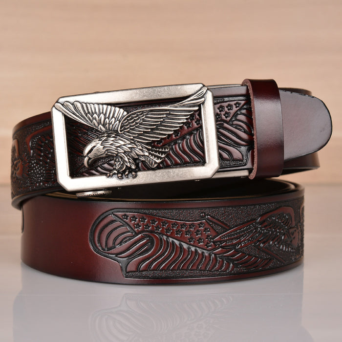 Leather Belt Eagle Embossed