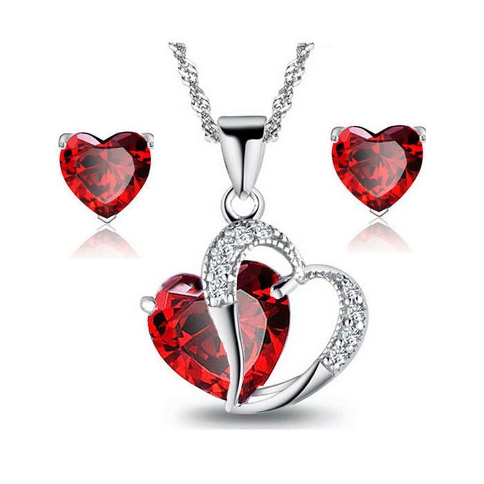 Heart Shape Necklace & Earrings Set