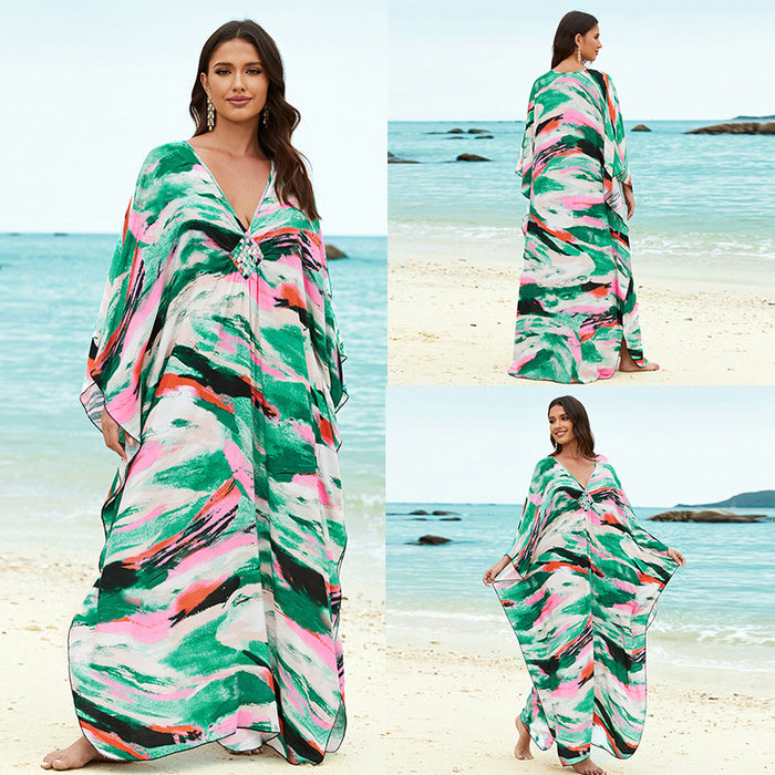 Cotton Beach Cover-up Vacation Sun Protection Long Dress