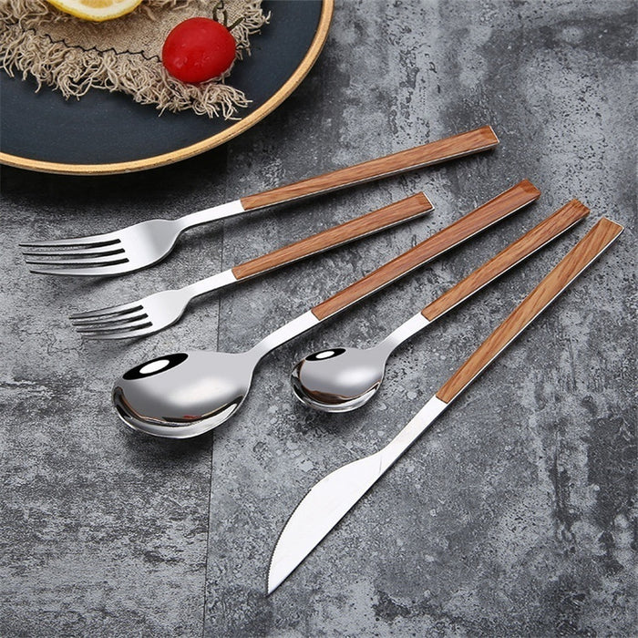 Stainless steel cutlery with wooden handle