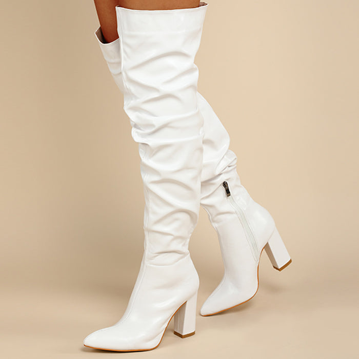 Chunky Heel High Leg Boot