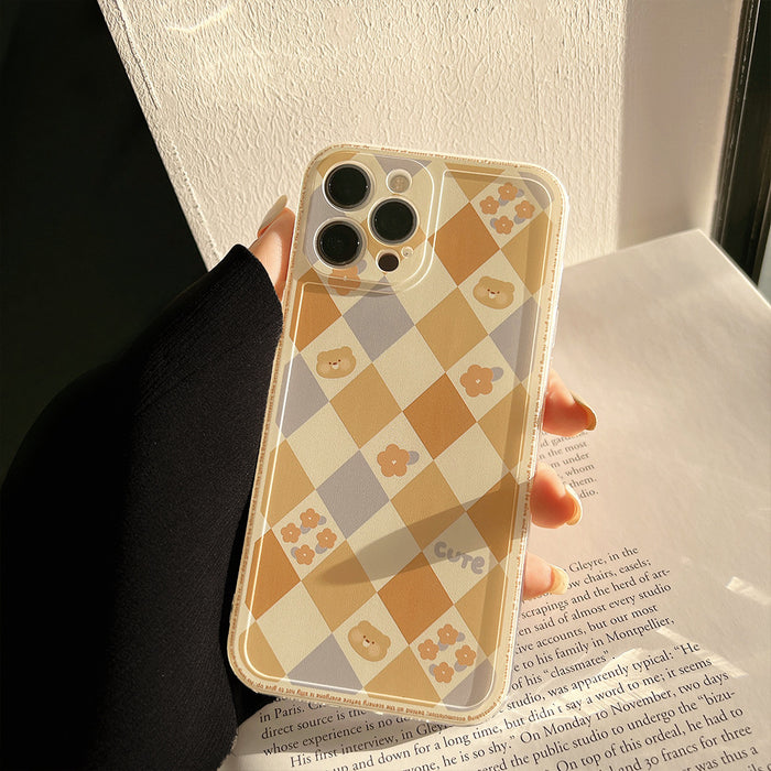 Luxury Laser Soft Phone Case INS Fashion Geometric Rhombus Grid Cover