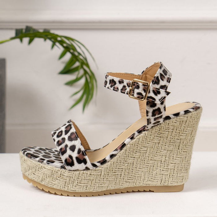 Leopard Wedge Sandals