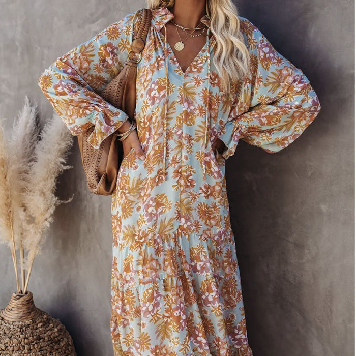 Bohemian Long Small Floral Beach Dress