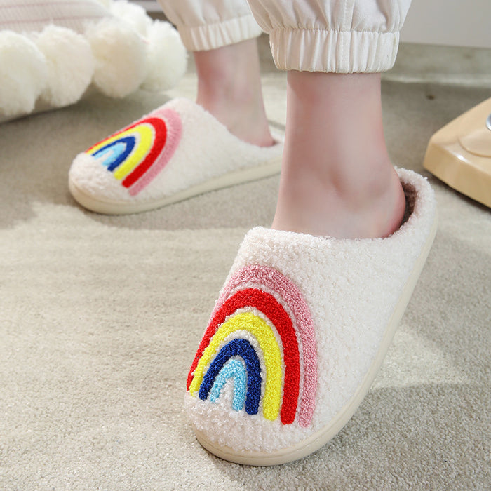 Couple Rainbow Warm Winter Cotton Slippers