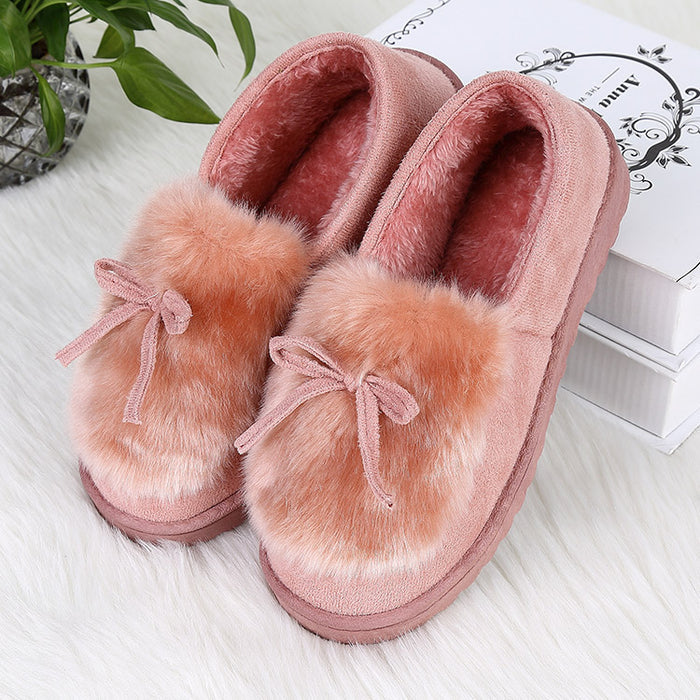 Women winter cotton slippers plush suede