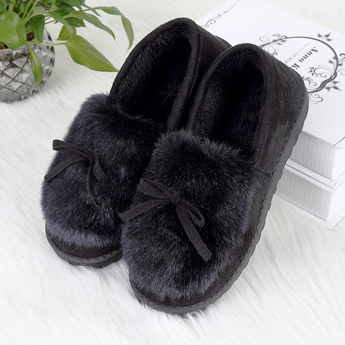 Women winter cotton slippers plush suede