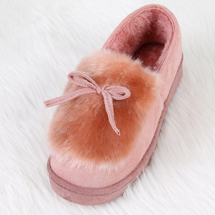 Women winter cotton slippers plush suede