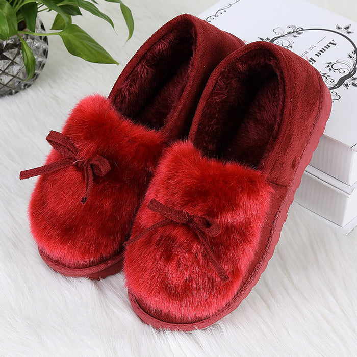 Women winter cotton slippers plush suede