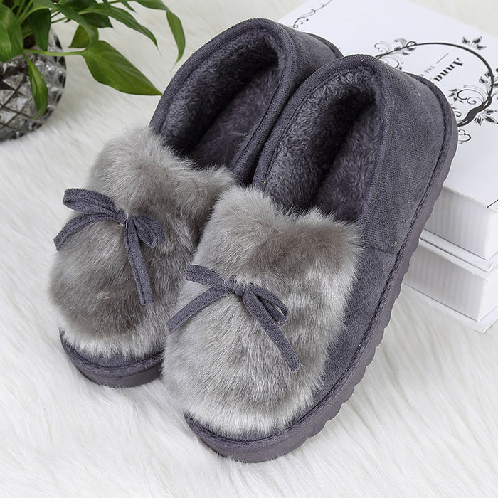 Women winter cotton slippers plush suede