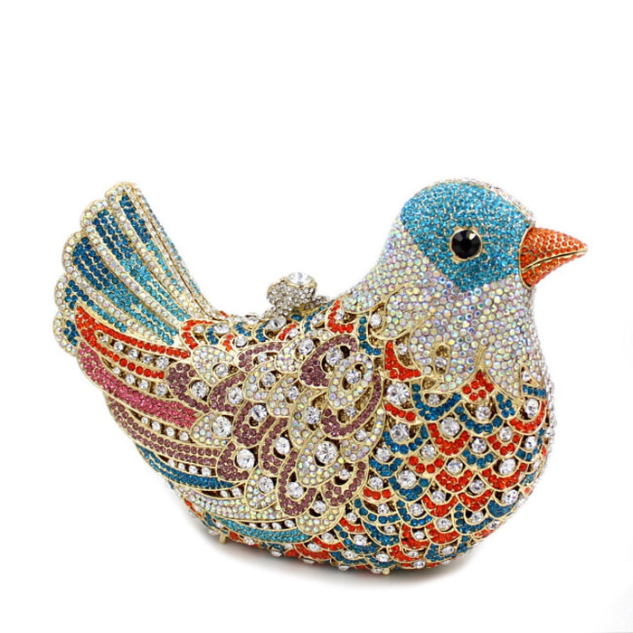 Bird And Peace Dove Animal Jewel Pack Rhinestone Dinner Bag