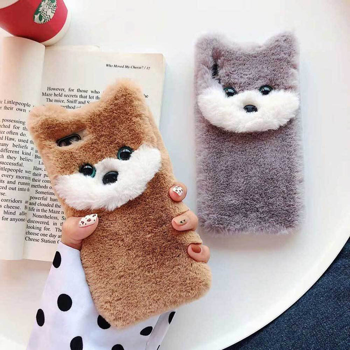Plush Cute Dog Phone Case Soft Case