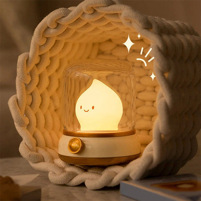 Retro Small Night Lamp Bedroom Mini Desktop LED Cute Night Lamp Creative USB Rechargeable Portable Table Lamp