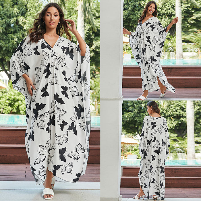 Cotton Beach Cover-up Vacation Sun Protection Long Dress