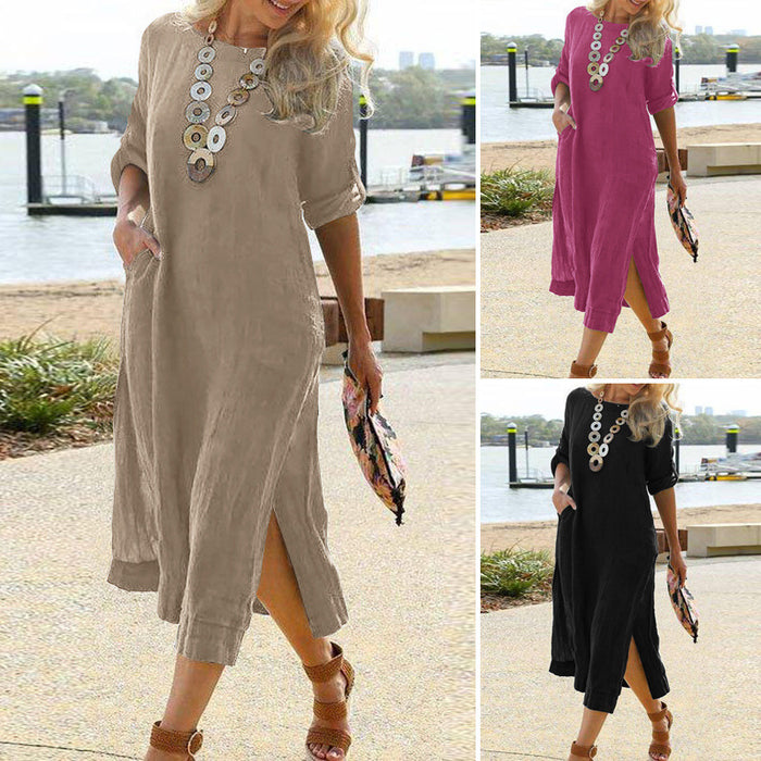 Casual Retro Long Shirt Dress