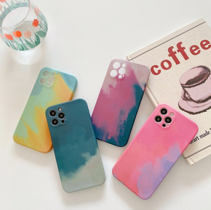 Compatible with Apple, Phone Case Oil Painting Gradient Geometry Soft Silicone Cases For iPhone 12 12Pro 11 Pro Max XR X 7 8Plus Abstract Cover