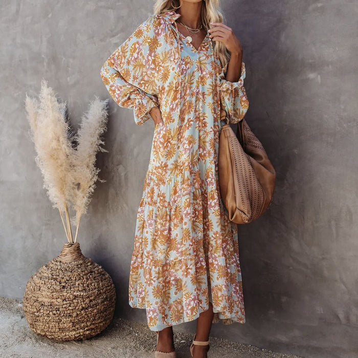 Bohemian Long Small Floral Beach Dress