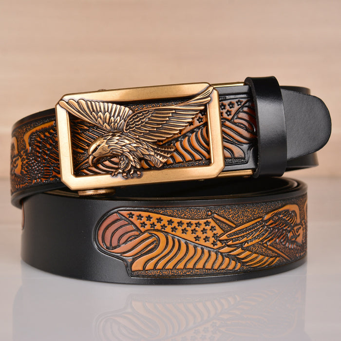 Leather Belt Eagle Embossed