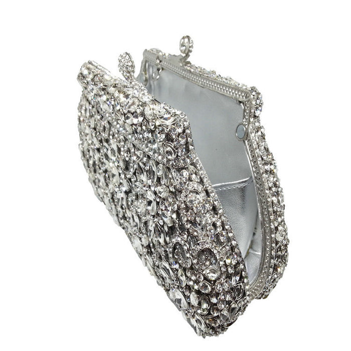 Shell-shaped Metal Diamond-studded Rhinestone Dinner Bag
