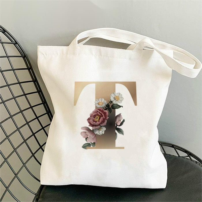 Flower Letter Canvas Bag