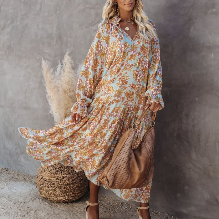 Bohemian Long Small Floral Beach Dress