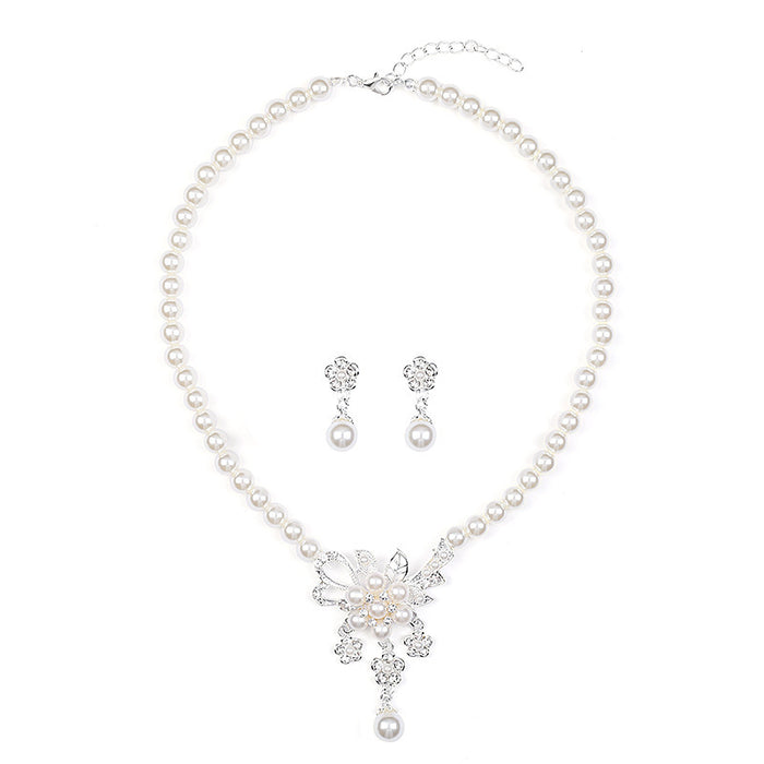 Pearl Flower Necklace & Earring Set
