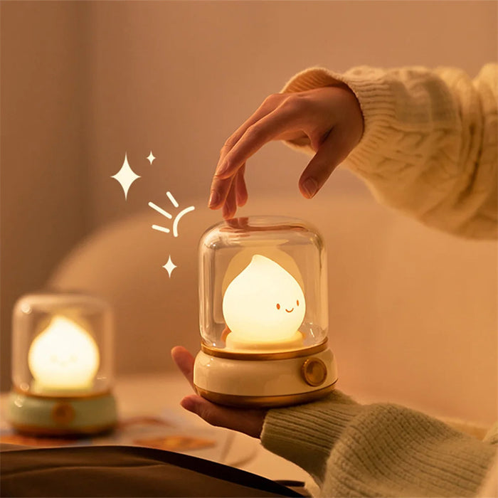 Retro Small Night Lamp Bedroom Mini Desktop LED Cute Night Lamp Creative USB Rechargeable Portable Table Lamp