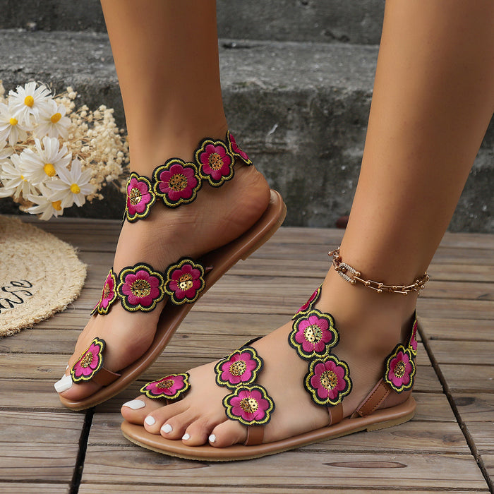 Flowers Flat Summer Sandals