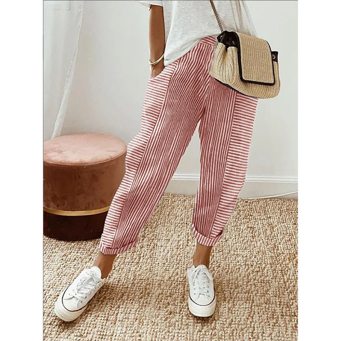 Striped Print Trousers Summer Fashion Casual Loose Pants