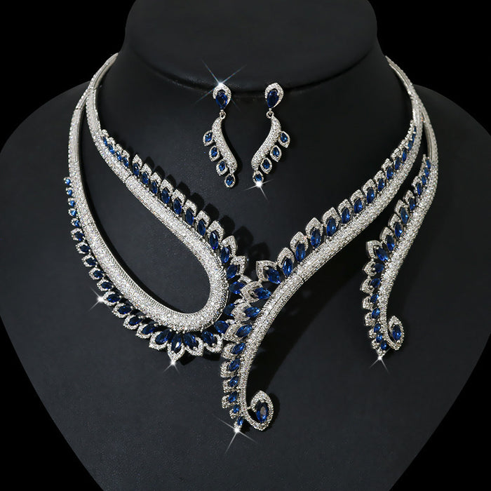 INS Wind Zircon Necklace & Earring Set