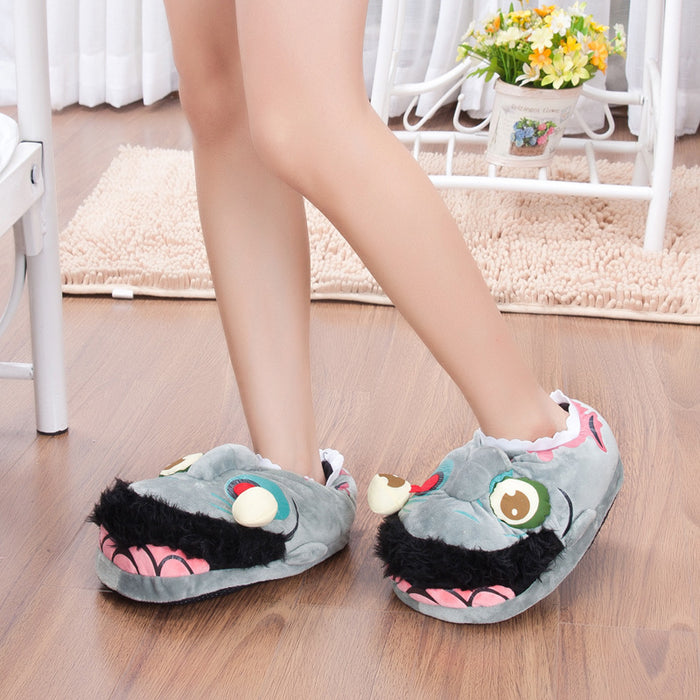 Halloween Cartoon Zombie-monster House Winter Funny Thick Non-slip Warm Cotton Slippers