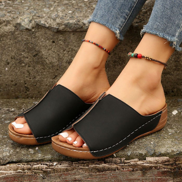 Fashion Solid Wedges Sandals