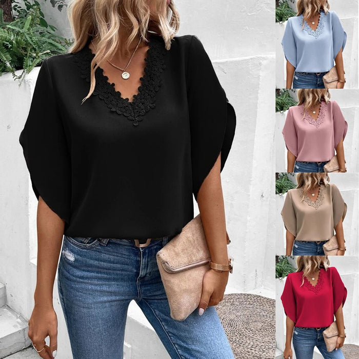 Lace Flared Sleeves Top