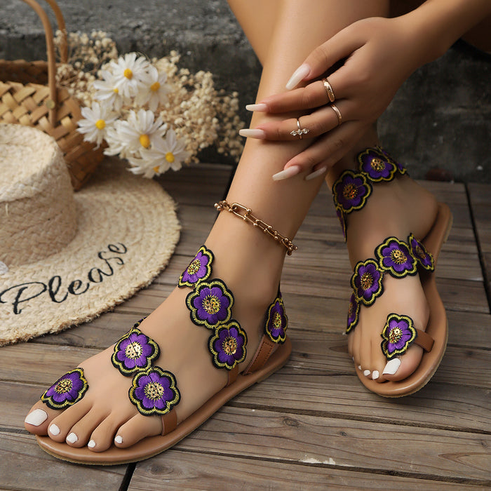 Flowers Flat Summer Sandals