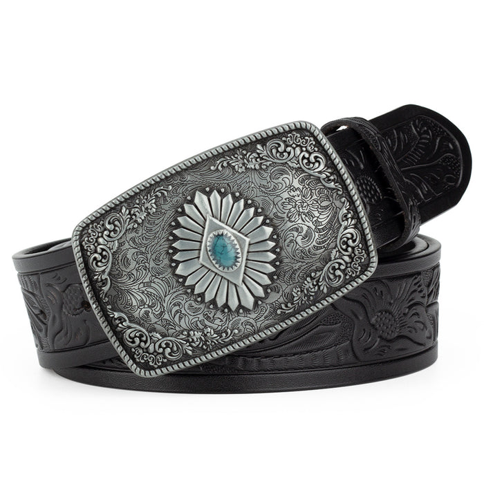 Grass Embossed Leather Belt