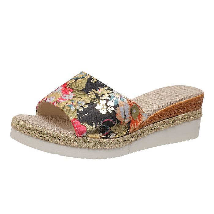 Platform Floral Flat Sandals