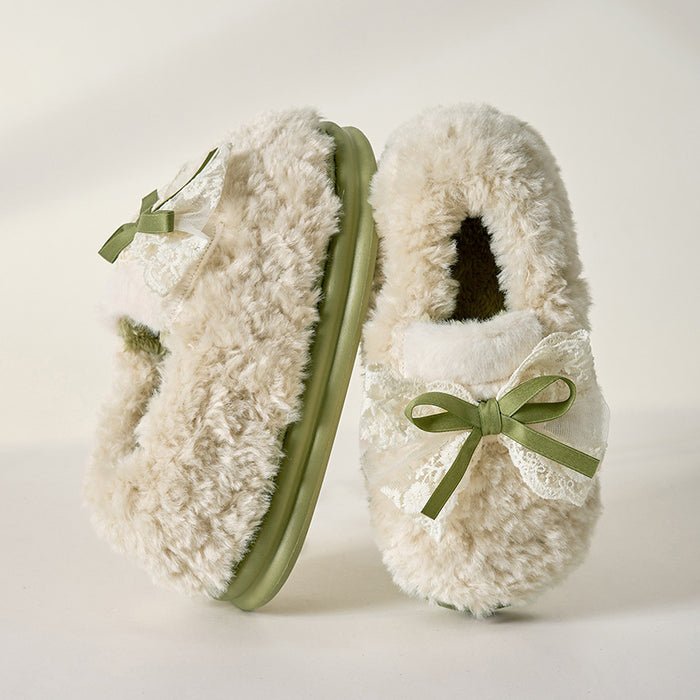 Cotton Women's Non-slip Bow Slippers