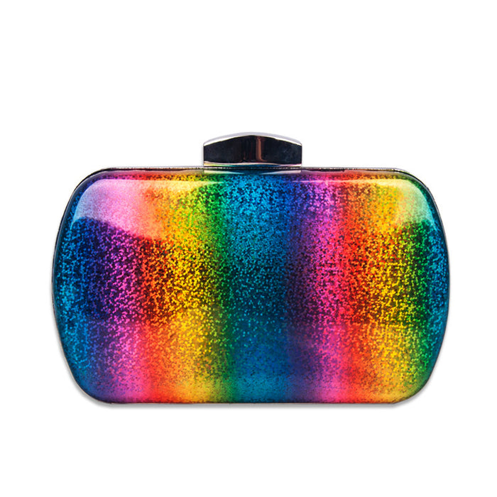 Summer Versatile Rainbow Color Dinner Bag Laser Pu Clutch Gradient Color Women's Bag