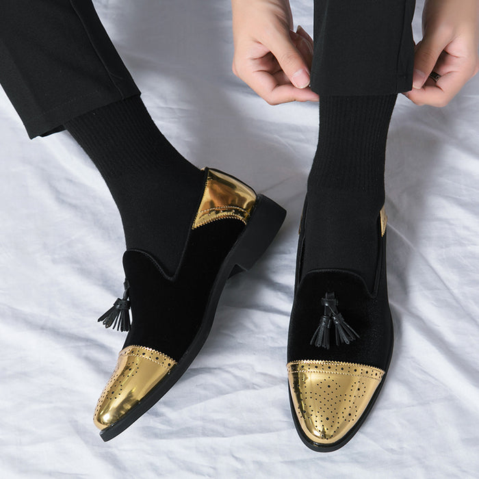 Pointed Gold Leather Shoes