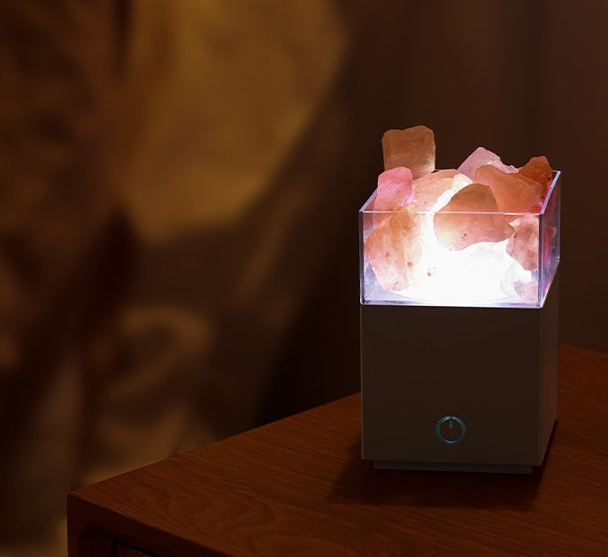 Crystal Salt Lamp With Remote Control Multicolored Projection
