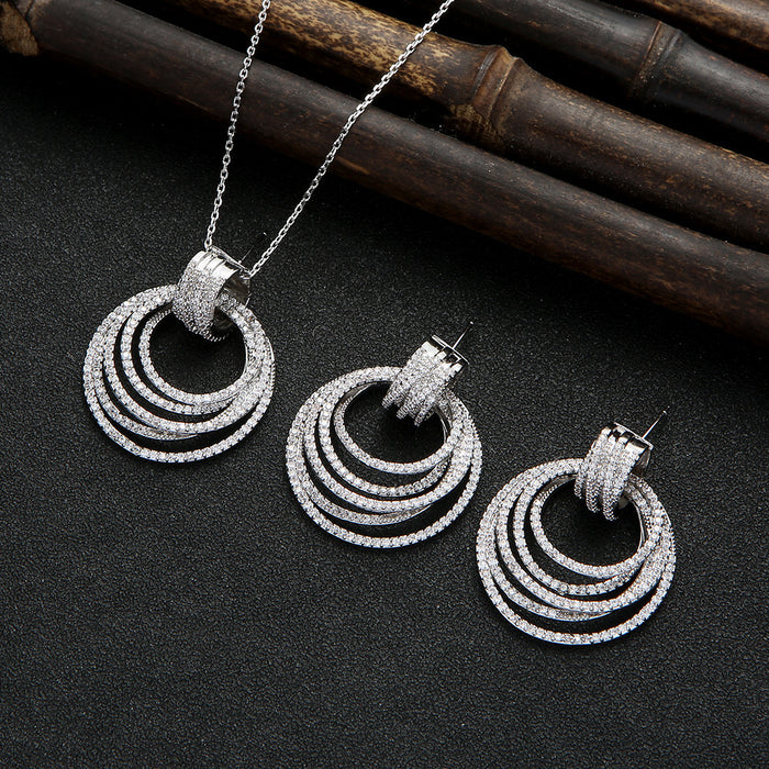 Zircon Ring Earrings & Necklace Set