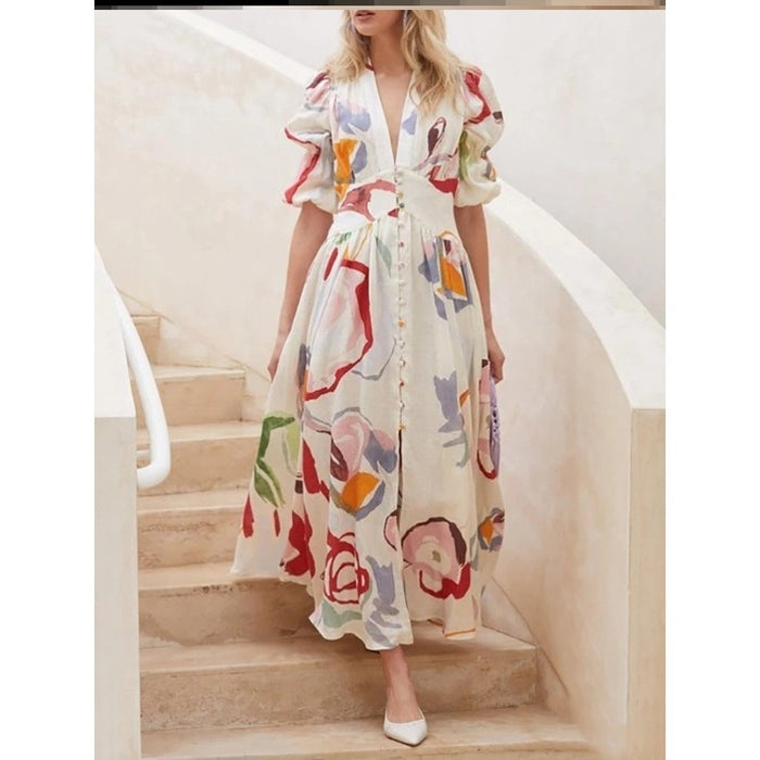 Bohemian Big Chiffon Printed Beach Dress