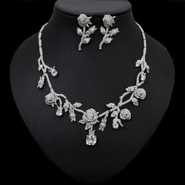 High Quality Flower Bridal Necklace Earring Set