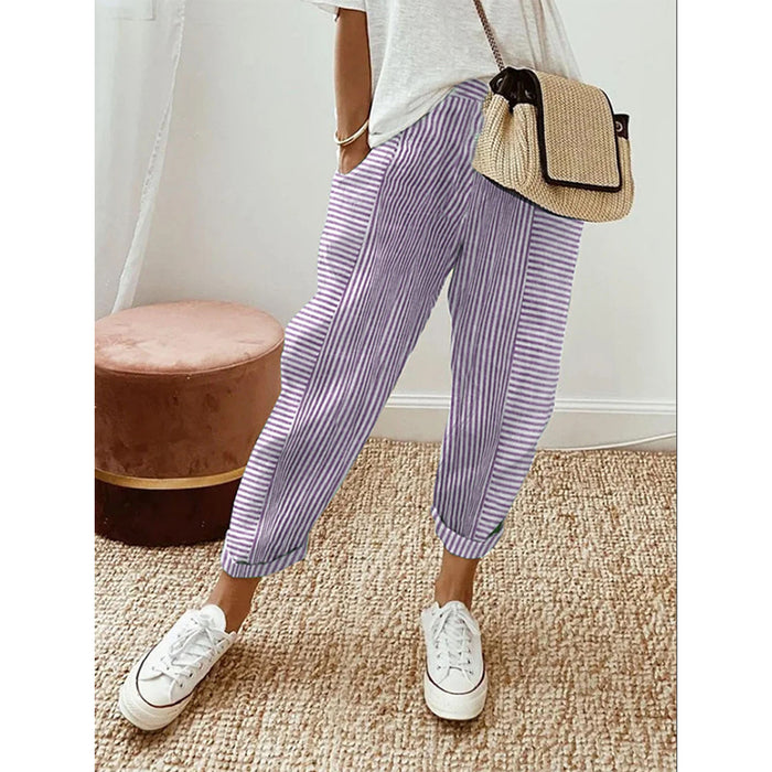 Striped Print Trousers Summer Fashion Casual Loose Pants