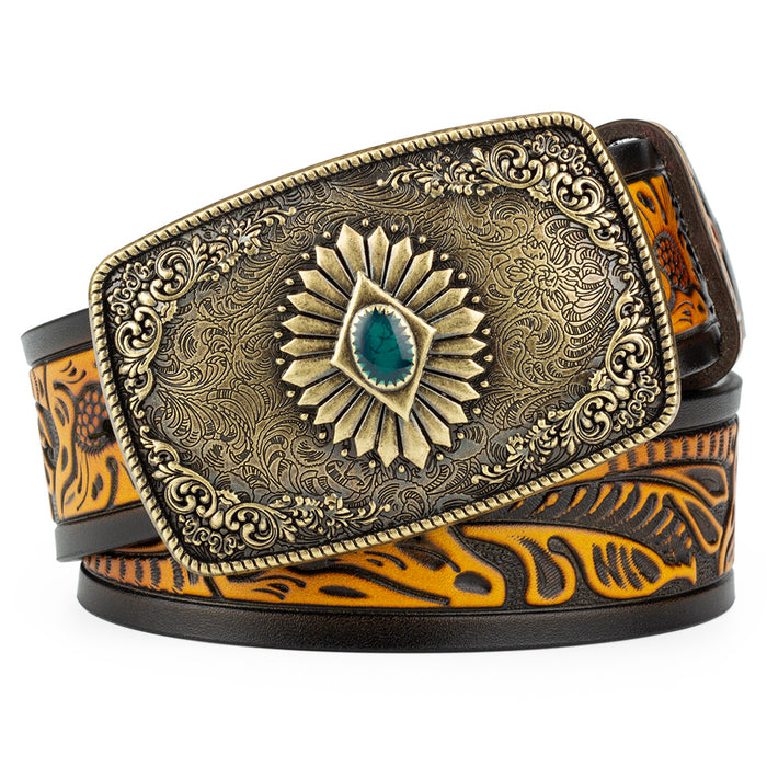 Grass Embossed Leather Belt