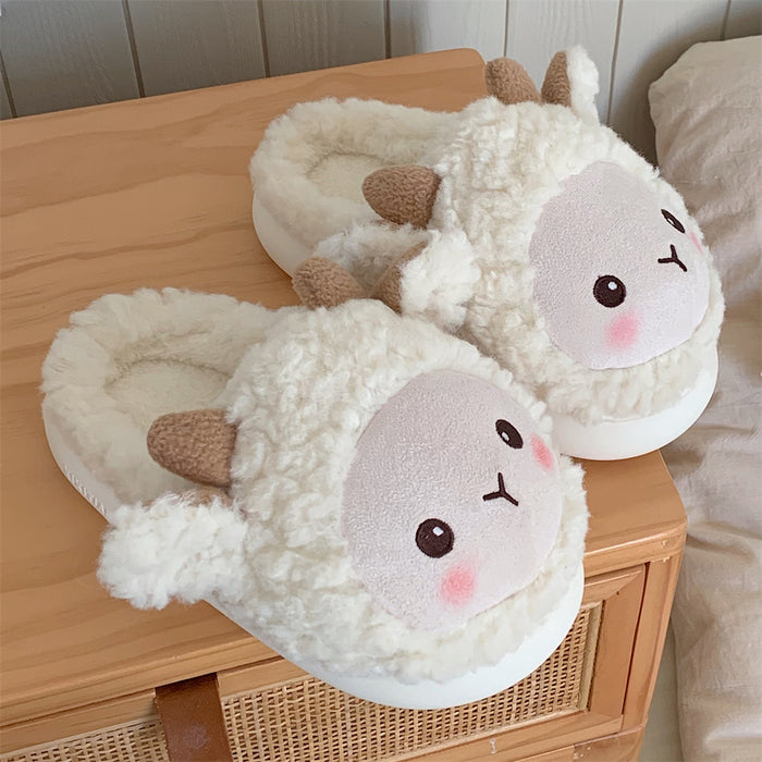 Cute Sheep Winter Bag Heel Warm Non Slip Slippers