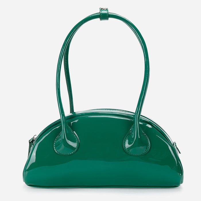 Half-round Shoulder Bag Is Versatile And Bright Face Long Handle Handbag