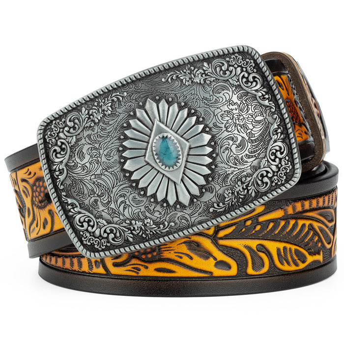 Grass Embossed Leather Belt